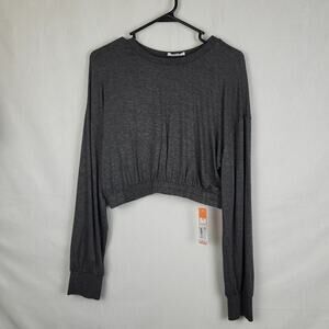 Colsie Womens Dark Gray Dolman Sleeve Cropped Lounge‎ Pullover Sweatshirt Size M